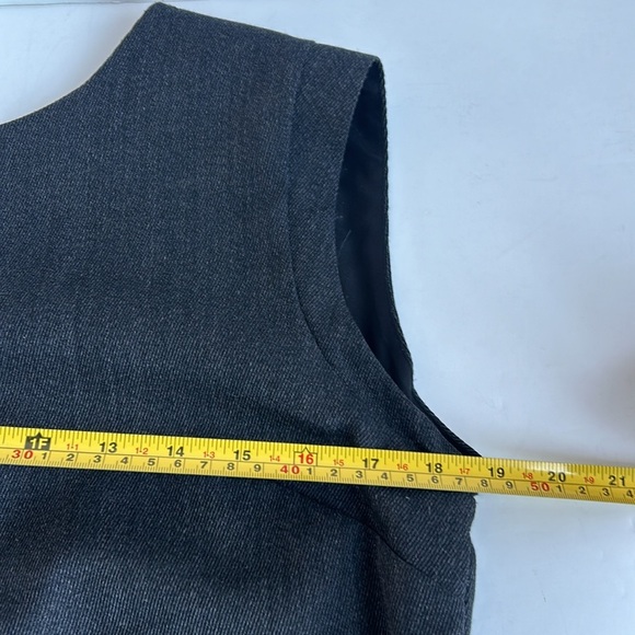 J Crew black label faux leather pocket wool blend shift dress charcoal gray zip - Picture 13 of 16